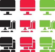 computer setup computer silhouette. desktop gaming pc silhouette. Monitor glyph icon. Desktop computer. Silhouette symbol vector