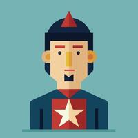 A flat style illustration of a man with a star on his head vector