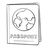 Enjoy a wonderful Passport and Globe Coloring Page designed specifically for Travel Enthusiasts. sketch illustration. Tourism vector