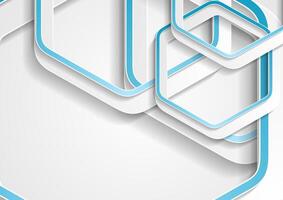 Abstract blue and grey hexagons tech background vector