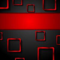 Black tech background and red metallic squares vector