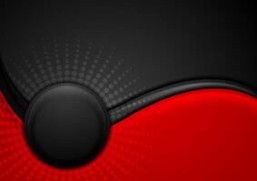 Black and red wavy background with circle vector