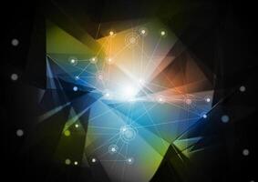 Dark colorful low poly tech communication design vector