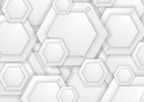 Abstract grey paper hexagons tech background vector