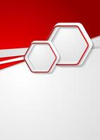 Red and grey flyer design with hexagons vector