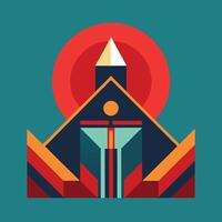 The church of the cross, with a red and orange background vector