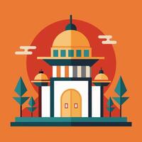 An illustration of a mosque with a tower vector