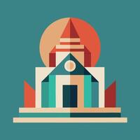 An illustration of a building with a red roof vector