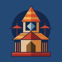 A flat design of a temple with a roof vector