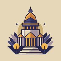 A building with a dome and columns vector