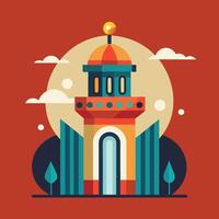 An illustration of a tower with a clock on top vector