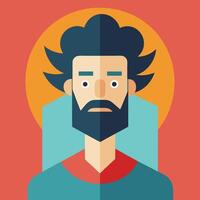 A flat illustration of a man with a beard vector