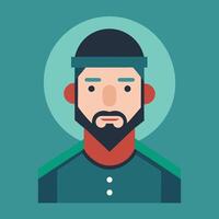 A man with a beard and a hat on a green background vector