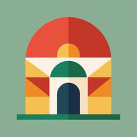 A colorful building with a dome and a door vector