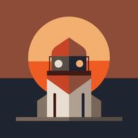 A lighthouse with a sun in the background vector