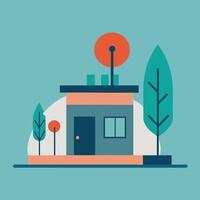 A house with a tree and a red light vector