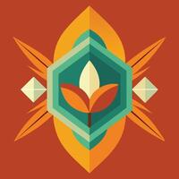 A green leaf with a diamond pattern on it vector