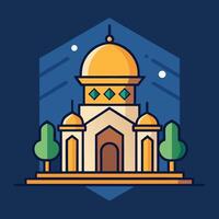 A mosque with a dome and trees vector