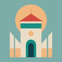A flat design of a church with a tower vector