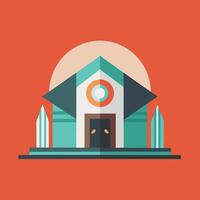 A flat design of a house with a surfboard vector