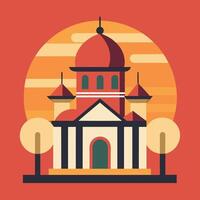 An illustration of a church with a tower vector