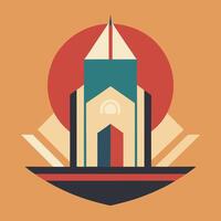 A building with a clock on top of it vector