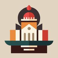 A flat design of a building with a dome vector