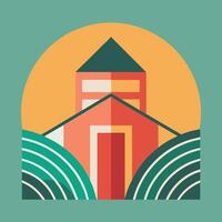 A flat design of a house with a roof vector