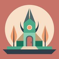A flat design of a church with a tower vector