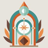 A colorful illustration of a clock with an arrow vector