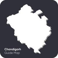 Chandigarh guide map silhouette . Capital of punjab and haryana. White map on black background vector