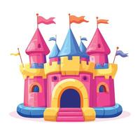 Brightly Colored Inflated Castle with Festive Flags vector