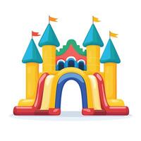 Playful Inflatable Castle for Kids with Vibrant Flags vector