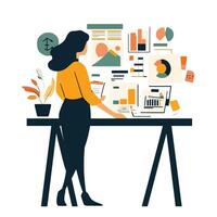 Dynamic Female Preparing to Deliver a Business Presentation vector