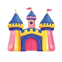 Whimsical Cartoon Castle with Entrance Gate and Banners vector