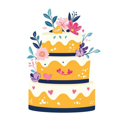 Stunning Cake Topped with Fresh Flowers and Decorations