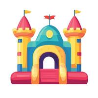 Cheerful Inflatable Castle with Colorful Decorations vector