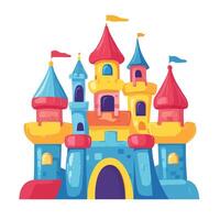 Fun and Colorful Cartoon Castle with Flapping Flags vector