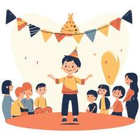 Happy Child Celebrating Birthday in Colorful Attire vector