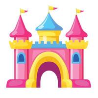Imaginative Inflated Castle with Gate and Bright Banners vector