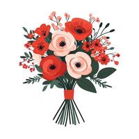 Harmonious Mix of Flowers in a Bright Bouquet vector