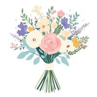 Freshly Arranged Colorful Flower Bouquet vector