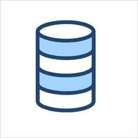 A blue and white icon of a stack of data vector