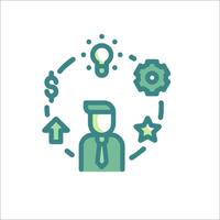 A man with a light bulb and a star icon vector