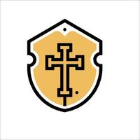 A shield with a cross on it vector