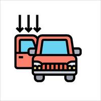 Car with open door and two arrows pointing up vector