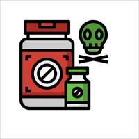 A jar with a skull and a bottle of pills vector