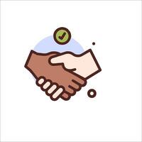 A hand shaking with a tick mark on it vector