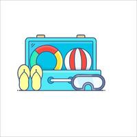 A suitcase with a beach ball, flip flops and sunglasses vector