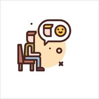 A man sitting on a chair with a speech bubble above him vector